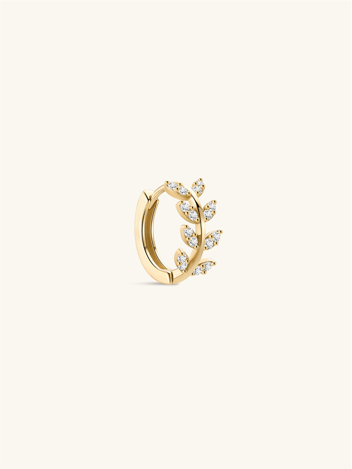 KOSINER 14K Solid Gold Delicate Leaf Huggie Hoop, 6/7/8/9mm sizes, waterproof hypoallergenic cartilage piercing earring