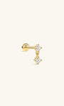 KOSINER 14K Solid Gold Minimalist Pendant Flat Back Stud