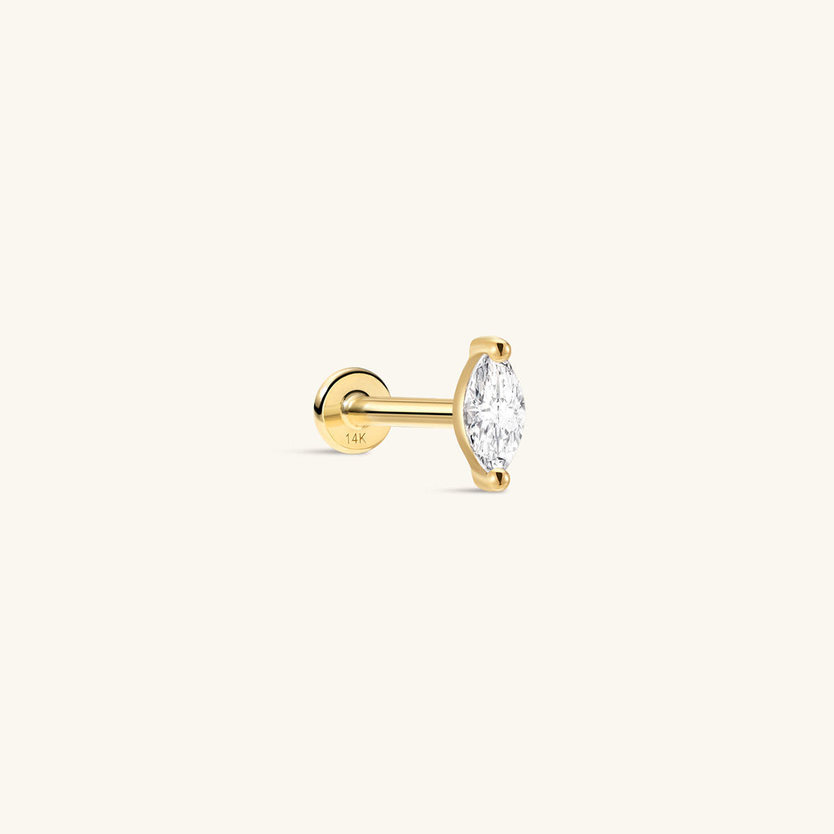 KOSINER 14K Solid Gold Marquise CZ Stud Close-Up, Ultra Shine AAAAA Cubic Zirconia