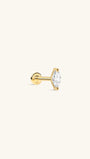 KOSINER 14K Solid Gold Marquise CZ Stud Close-Up, Ultra Shine AAAAA Cubic Zirconia