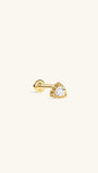 KOSINER Étoile 14K Solid Gold Dainty Triangular Flat Back Stud, soft triangle silhouette with textured sunburst bezel, center trillion-cut clear cubic zirconia, internally threaded hypoallergenic cartilage piercing earring for everyday delicate ear stacking