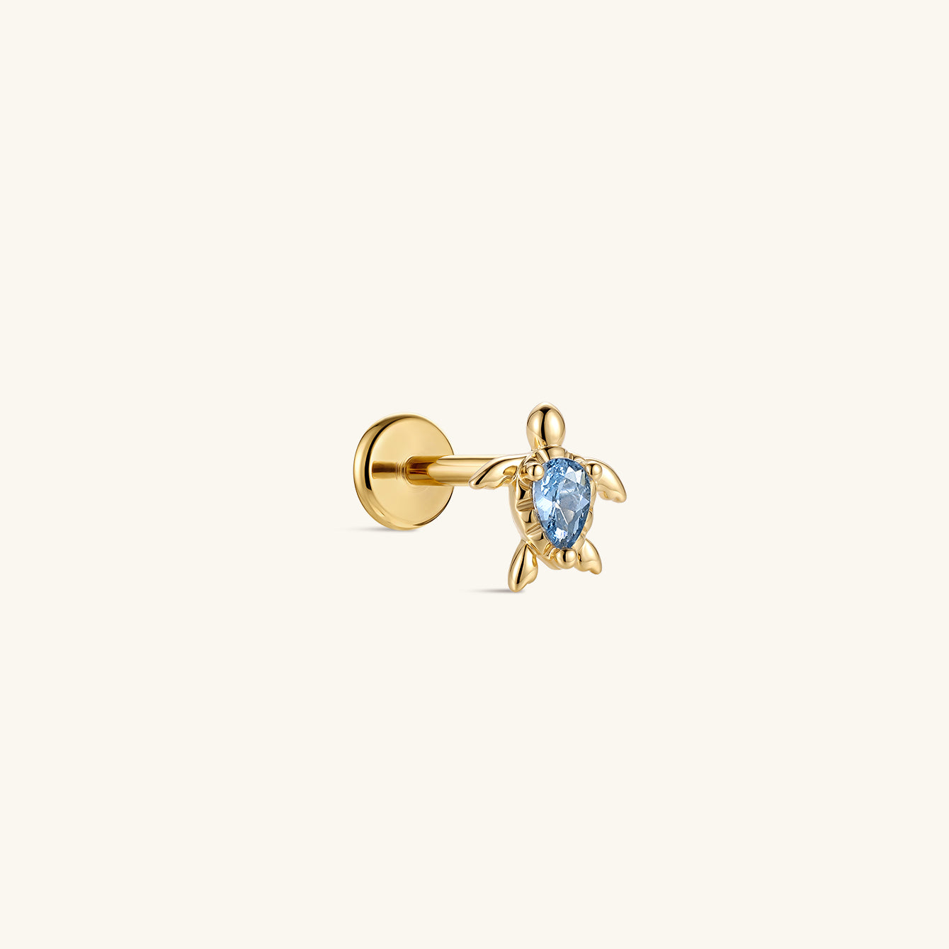 Kosinerjewelry KOSINER 925 Sterling Silver Oceanic Blue Turtle Flat Back Stud
