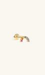KOSINER Little Wonder 14K solid gold rainbow flat back stud with multicolor stones