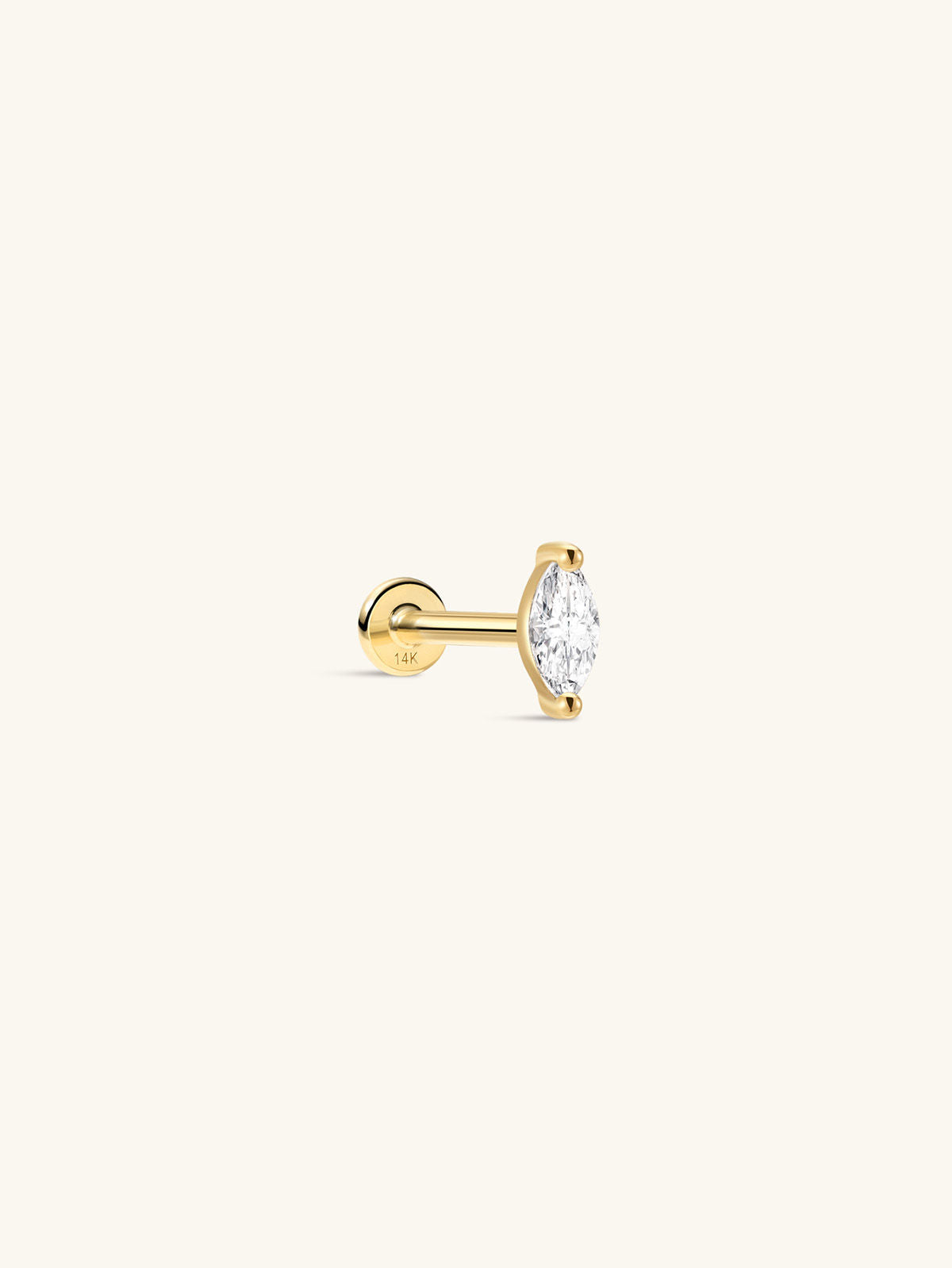 KOSINER 14K Solid Gold Marquise CZ Stud Close-Up, Ultra Shine AAAAA Cubic Zirconia