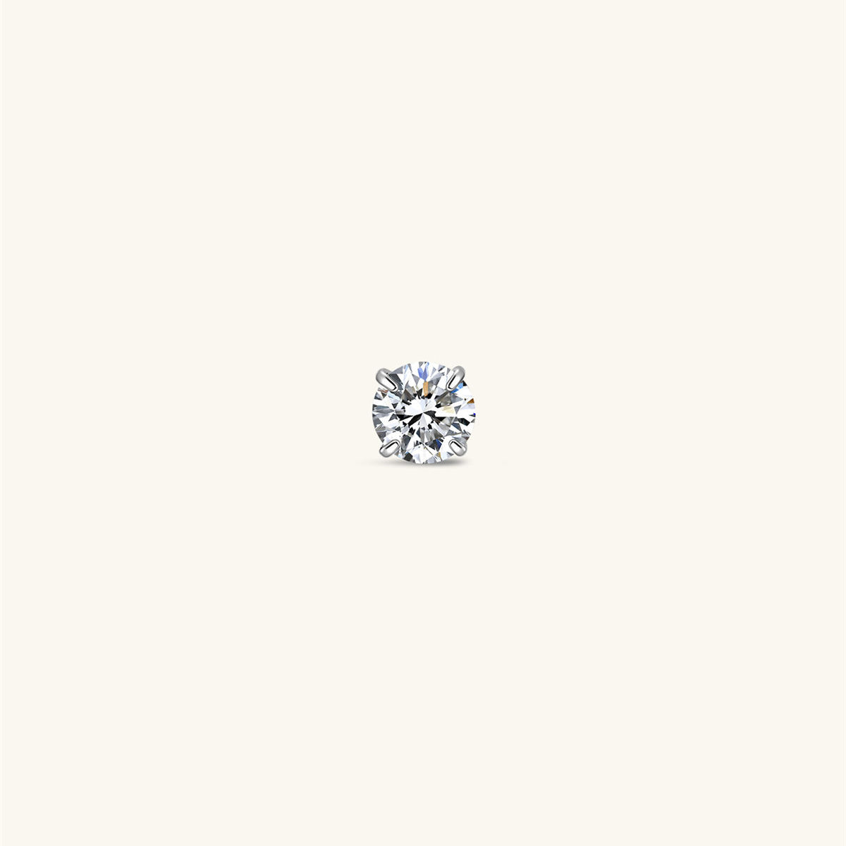 KOSINER Titanium Classic Round CZ Flat Back Stud, 4-prong set cubic zirconia, implant-grade material