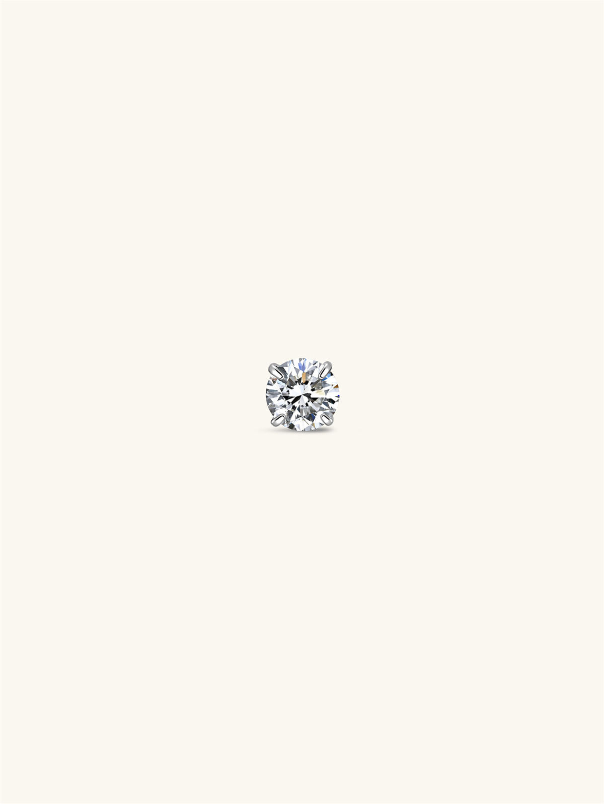 KOSINER Titanium Classic Round CZ Flat Back Stud, 4-prong set cubic zirconia, implant-grade material