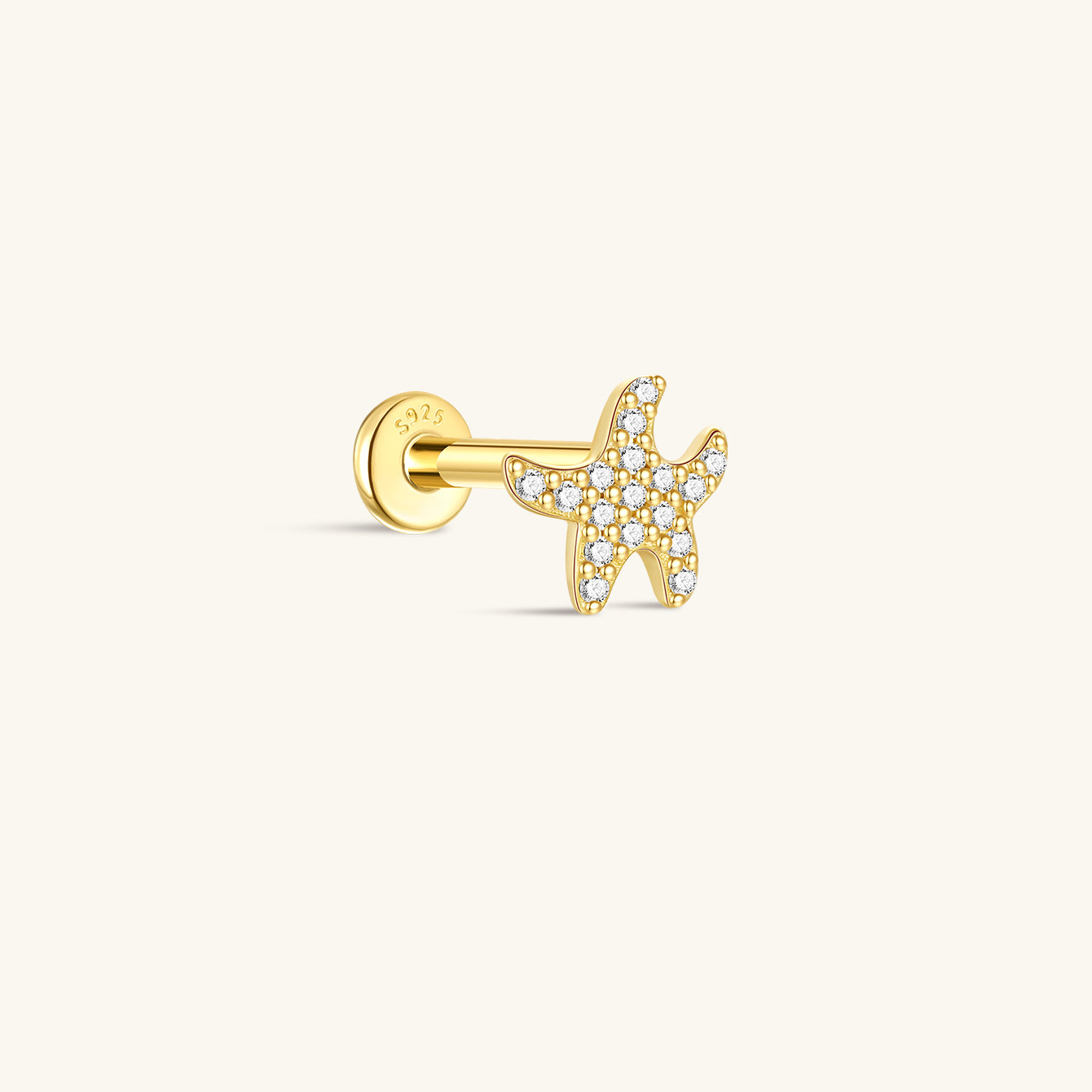 KOSINER Seaspritz 925 Sterling Silver Cute Seastar Flat Back Stud