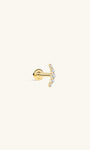 Kosiner Jewelry KOSINER 14K Solid Gold Delicate Pave Crescent Flat Back Stud