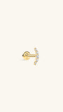 Kosiner Jewelry KOSINER 14K Solid Gold Delicate Pave Crescent Flat Back Stud