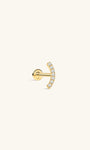 KOSINER 14K Solid Gold Elegant Pave Curved Flat Back Stud, six round gemstones, polished finish