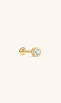 KOSINER 14K Solid Gold Dainty Bezel Flat Back Stud Waterproof Hypoallergenic Piercing Jewelry