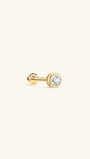 KOSINER 14K Solid Gold Dainty Bezel Flat Back Stud Waterproof Hypoallergenic Piercing Jewelry