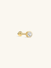 KOSINER 14K Solid Gold Dainty Bezel Flat Back Stud Waterproof Hypoallergenic Piercing Jewelry