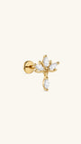 KOSINER At Dawn 925 Sterling Silver Lotus Marquise Drop Flat Back Stud side view