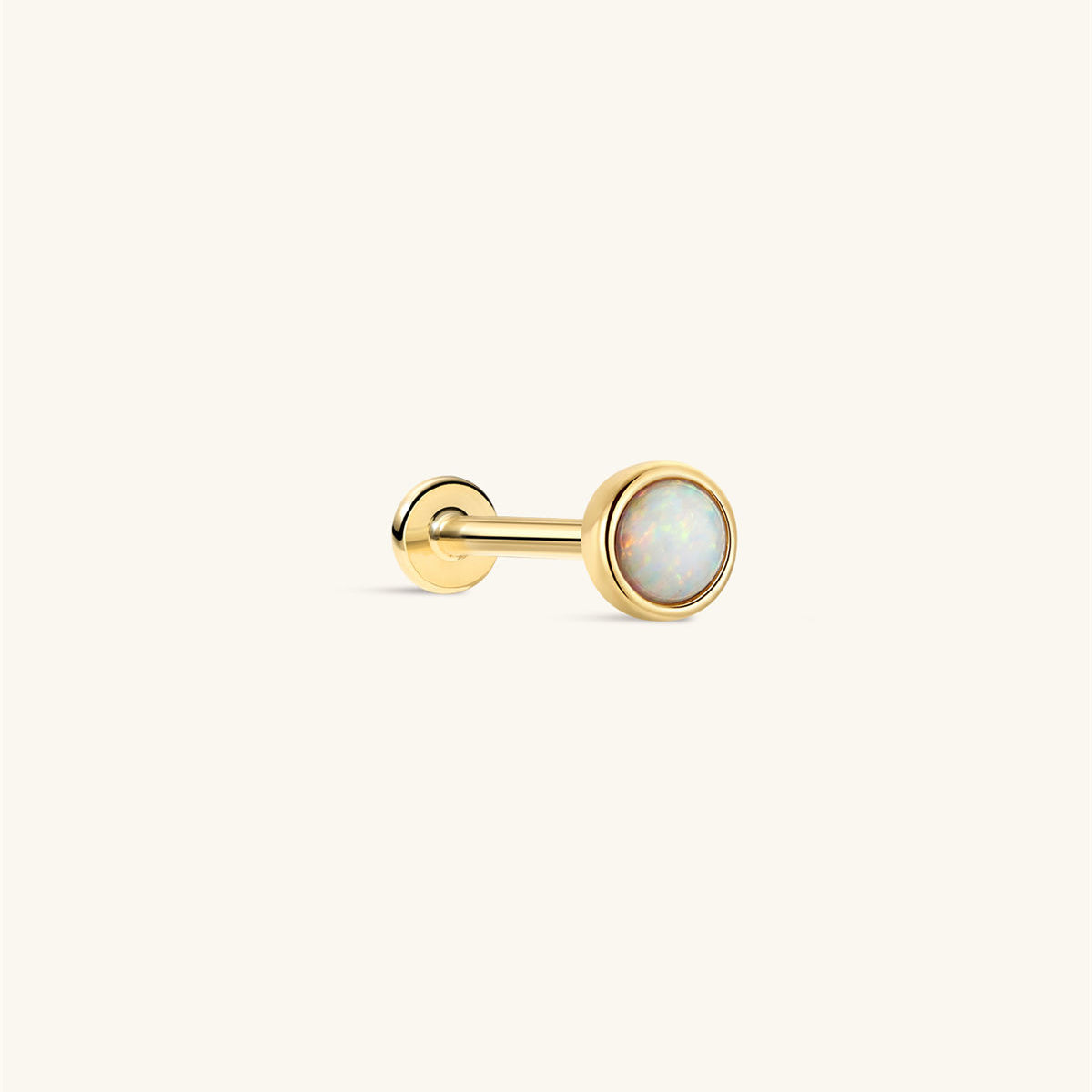 KOSINER 14K Solid Gold Elegant Opal Flat Back Stud