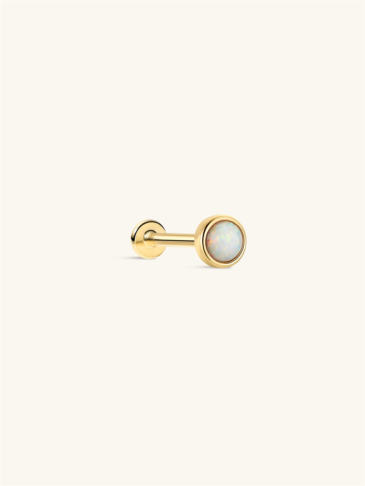 KOSINER 14K Solid Gold Elegant Opal Flat Back Stud