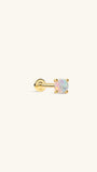 KOSINER 14K Solid Gold Minimal Round Prong-Set Opal Flat Back Piercing Stud, Nickel-Free Waterproof Tiny Rainbow Opal Cartilage Earring for Multi Ear Stack Piercing
