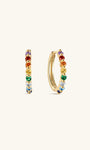 KOSINER Gem Garden delicate rainbow bead cluster clicker hoops, 925 silver seven-color round cubic zirconia hinged seamless piercing rings