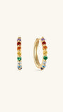 KOSINER Gem Garden delicate rainbow bead cluster clicker hoops, 925 silver seven-color round cubic zirconia hinged seamless piercing rings