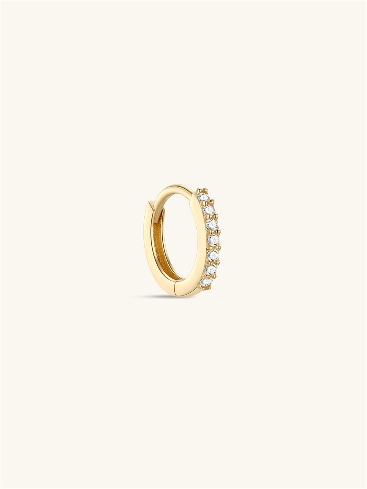 KOSINER 14K Solid Gold Classic Crystal Pave Hoop, curated ear stacking look for helix conch tragus piercings