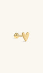 KOSINER 14K Solid Gold Minimalist Glossy Heart Flat Back Stud