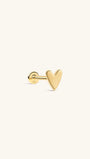KOSINER 14K Solid Gold Minimalist Glossy Heart Flat Back Stud
