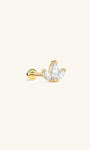 KOSINER 14K Solid Gold Delicate Marquise Trio Flat Back Stud with CZ