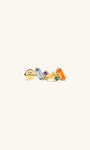 KOSINER five-color rainbow baguette cluster 14K solid gold flat back stud, internal thread multi-color cubic zirconia cartilage piercing earring with 14K marked post