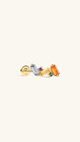 KOSINER five-color rainbow baguette cluster 14K solid gold flat back stud, internal thread multi-color cubic zirconia cartilage piercing earring with 14K marked post