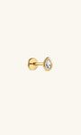 KOSINER 14K solid gold pear lab-grown diamond bezel flat back stud