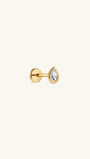 KOSINER 14K solid gold pear lab-grown diamond bezel flat back stud