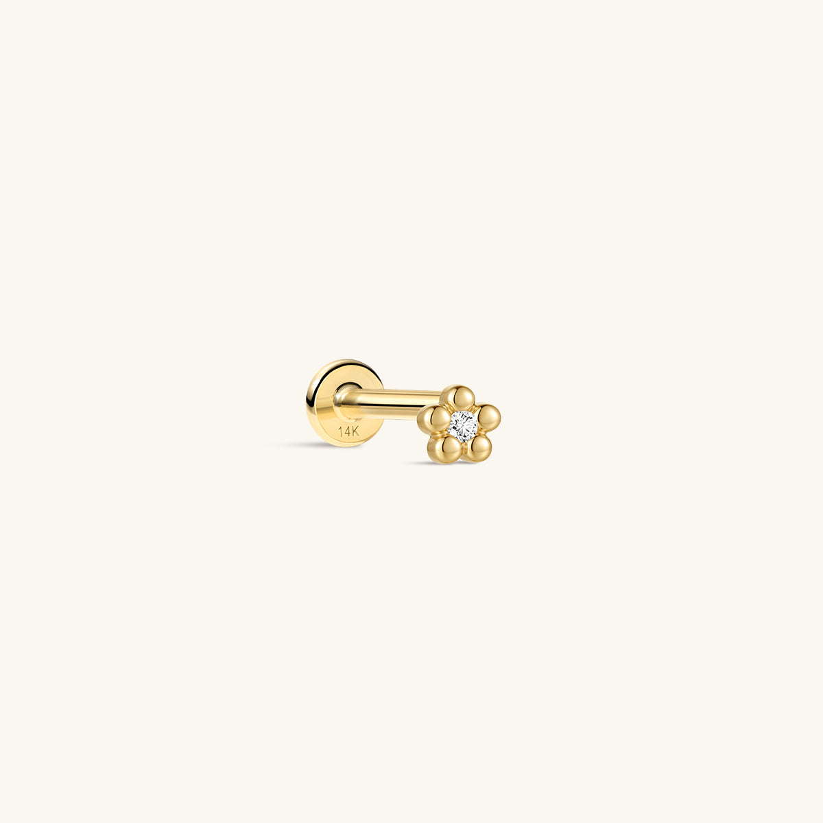 KOSINER Little Wonder 14K Solid Gold Flower Flat Back Stud