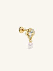 Kosinerjewelry KOSINER 925 Sterling Silver Oceanic Shell Pearl Drop Flat Back Stud