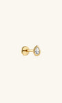 KOSINER 14K solid gold pear lab-grown diamond bezel flat back stud