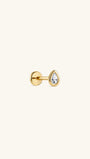 KOSINER 14K solid gold pear lab-grown diamond bezel flat back stud