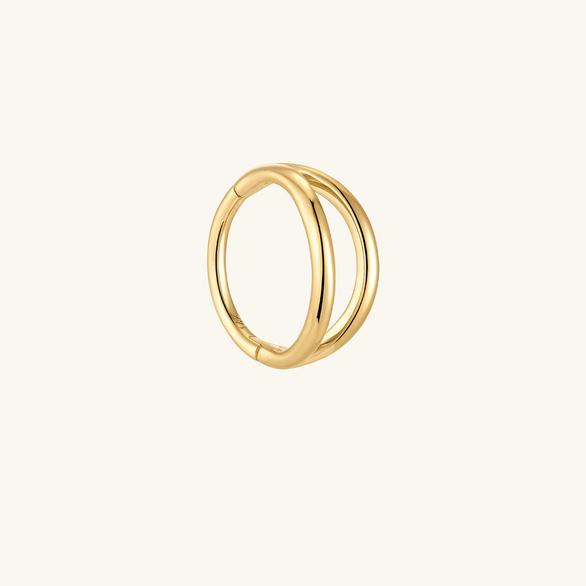 KOSINER 14K Solid Gold Minimal Gloss Double Layer Clicker Hoop, Nickel-Free Waterproof Sleep-Friendly Dainty Multi Piercing Jewelry for Women 6mm 8mm 10mm