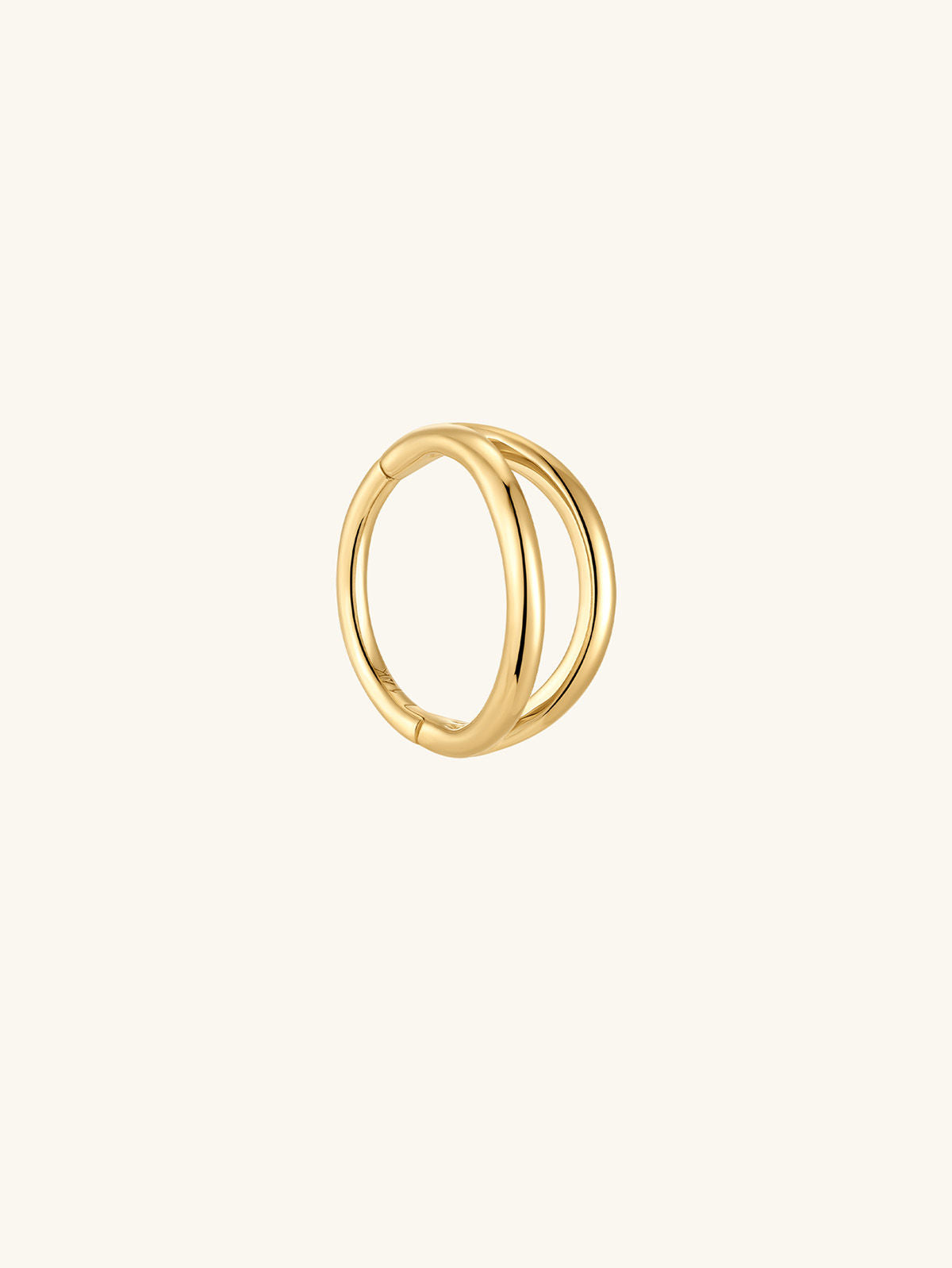 KOSINER 14K Solid Gold Minimal Gloss Double Layer Clicker Hoop, Nickel-Free Waterproof Sleep-Friendly Dainty Multi Piercing Jewelry for Women 6mm 8mm 10mm