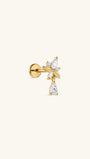 KOSINER At Dawn 925 Sterling Silver Olive Branch Pear Drop Flat Back Stud side view