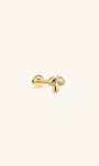 KOSINER Little Wonder 14K solid gold mushroom flat back stud with three clear stones and a polished stem