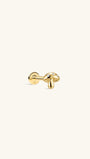 KOSINER Little Wonder 14K solid gold mushroom flat back stud with three clear stones and a polished stem