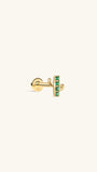 KOSINER Little Wonder 14K solid gold cactus flat back stud with green stones