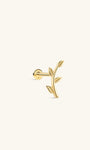 KOSINER 14K Solid Gold Minimal Leaf Branch Flat Back Piercing Stud, Nickel-Free Waterproof Dainty Nature Inspired Cartilage Earring for Multi Piercing