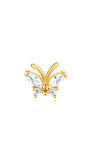 Boucle d'oreille papillon en argent sterling 925 plaqué or 18 carats avec pierres de zircone cubiques marquises et rondes.