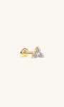 KOSINER 14K Solid Gold Minimalist Trinity Flat Back Stud