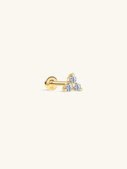 KOSINER 14K Solid Gold Minimalist Trinity Flat Back Stud