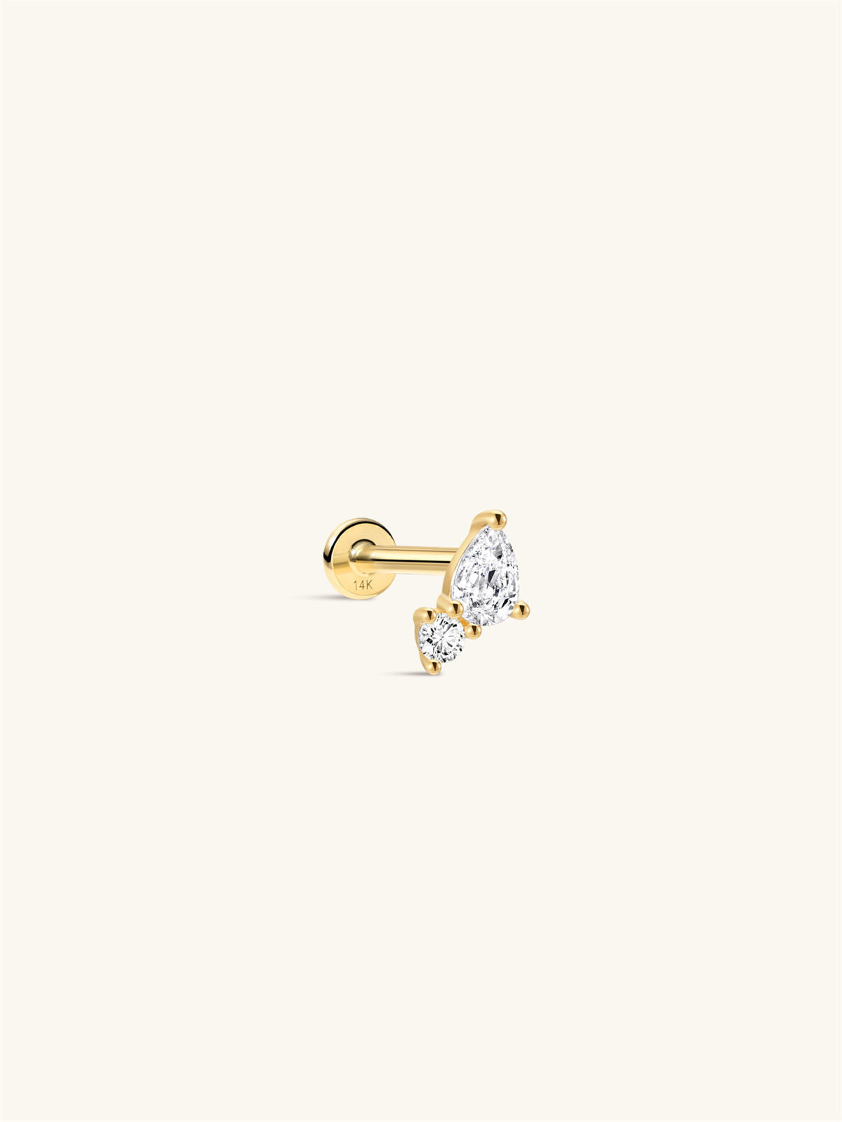 KOSINER 14K Solid Gold Minimalist Spliced Flat Back Stud, Nickel-Free Waterproof Sleep Friendly Dainty Multi Piercing Jewelry for Women