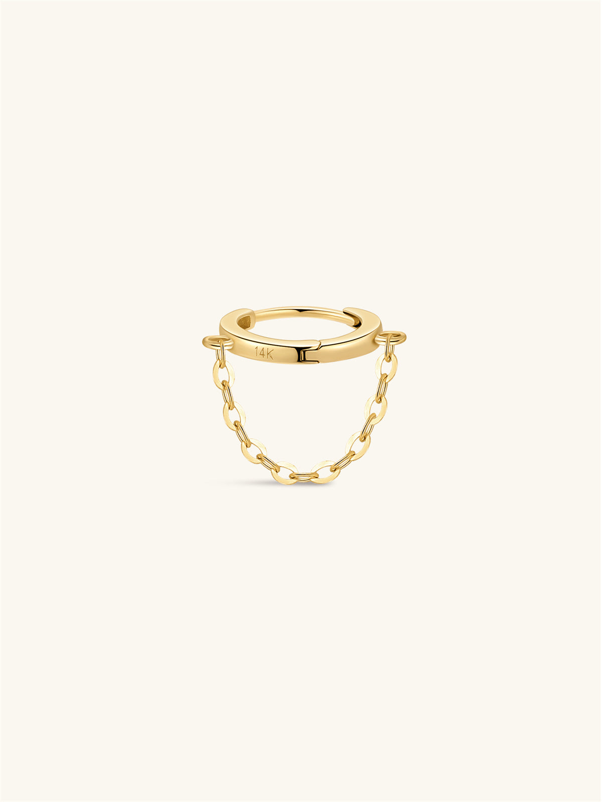 KOSINER 14K Solid Gold Chain Drop Huggie Hoop, Hypoallergenic Cartilage Earring for Helix Piercing