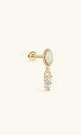 KOSINER 14K Solid Gold Dainty Marquise Opal Drop Flat Back Piercing Stud, Nickel-Free Waterproof Elegant Dangling Opal Cartilage Earring for Multi Ear Stack Piercing