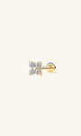 KOSINER 14K Solid Gold Sparkle Flower Lab-Grown Diamond Flat Back Stud, Hypoallergenic Cartilage Earring