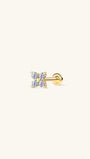 KOSINER 14K Solid Gold Sparkle Flower Lab-Grown Diamond Flat Back Stud, Hypoallergenic Cartilage Earring